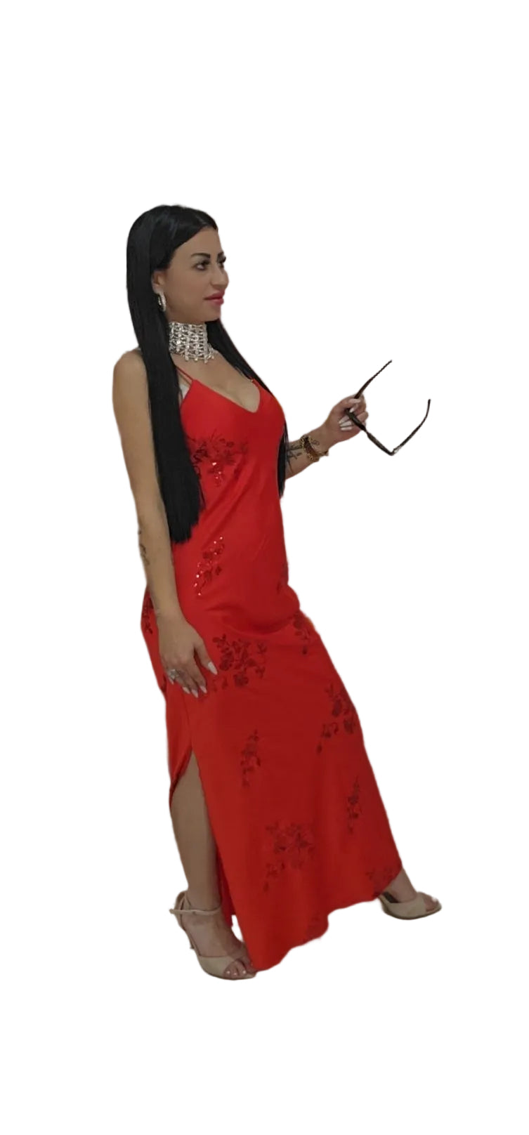 Vestito flower strass