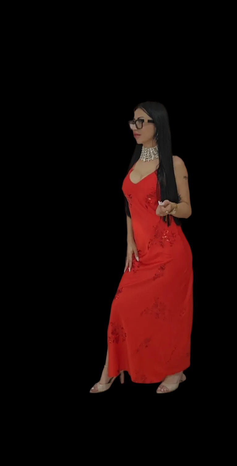 Vestito flower strass
