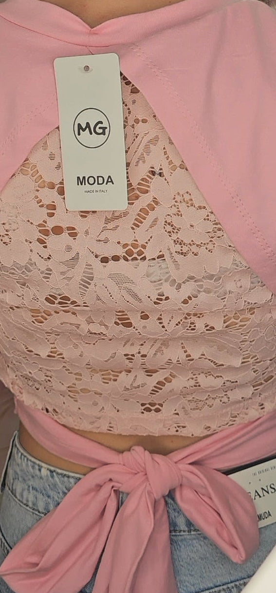 Maglia crop pizzo